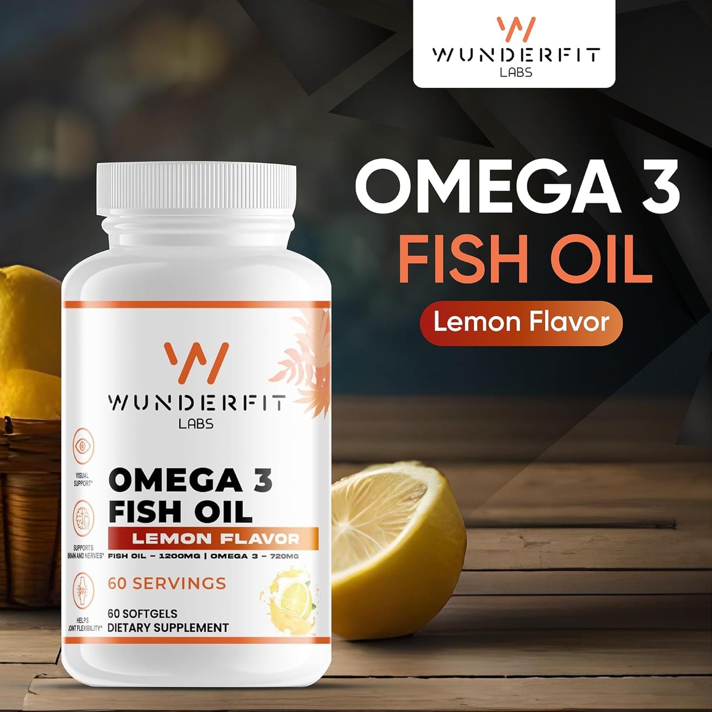 Omega 3 Fish Oil Supplement by Wunderfit Labs - Premium Quality for Heart Health & Wellness