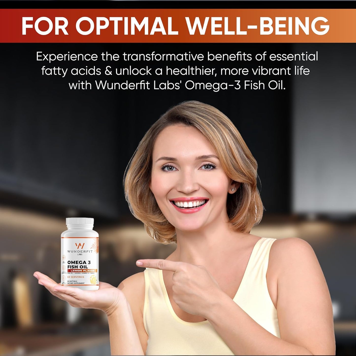 Omega 3 Fish Oil Supplement by Wunderfit Labs - Premium Quality for Heart Health & Wellness