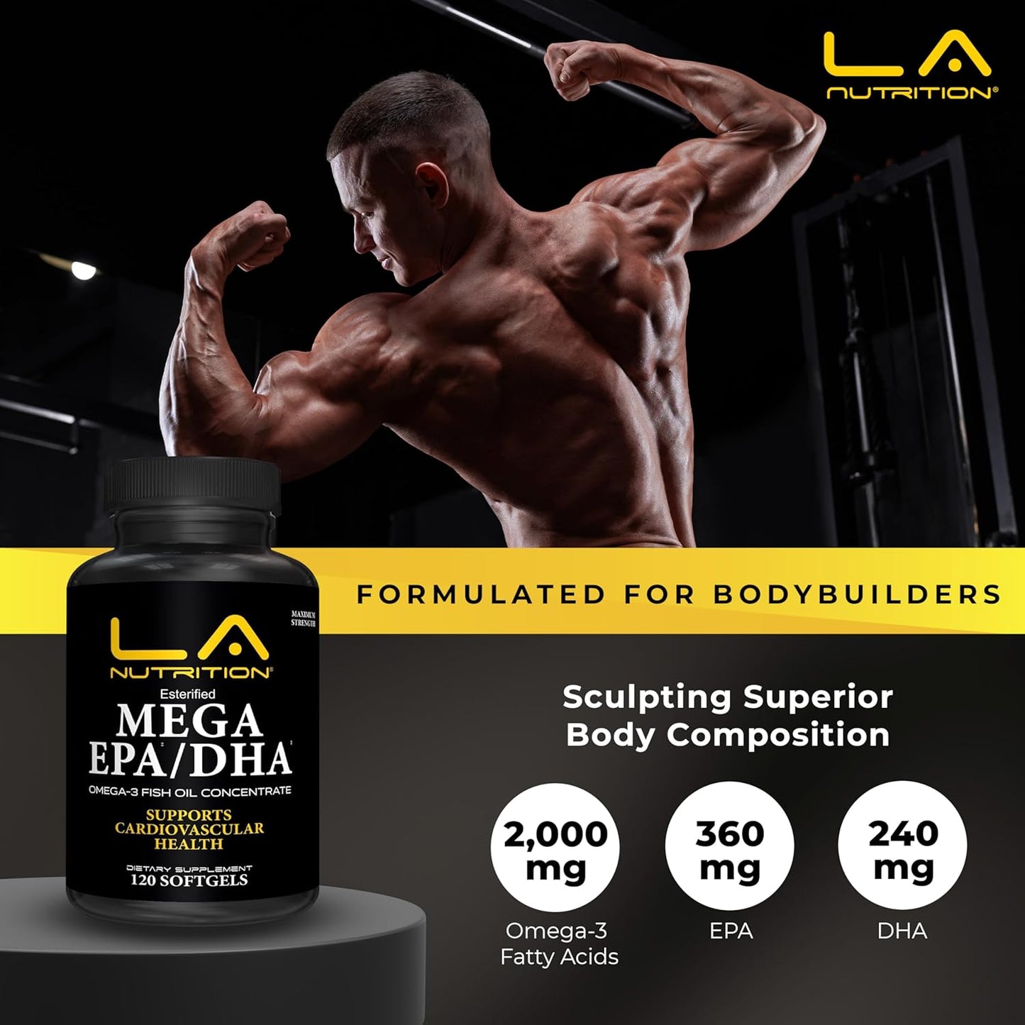 Omega 3 Fish Oil Supplement for Bodybuilders - 60 Softgels, 60-Day Supply