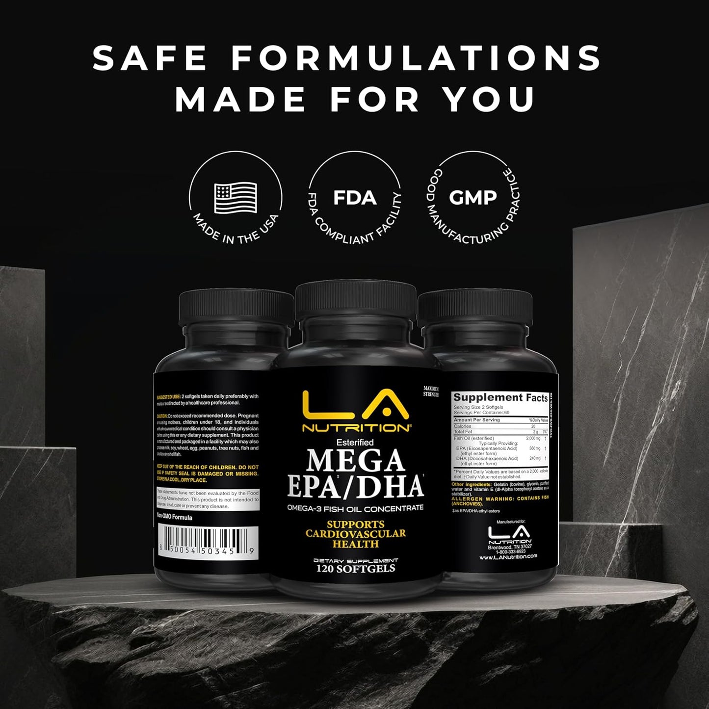 Omega 3 Fish Oil Supplement for Bodybuilders - 60 Softgels, 60-Day Supply
