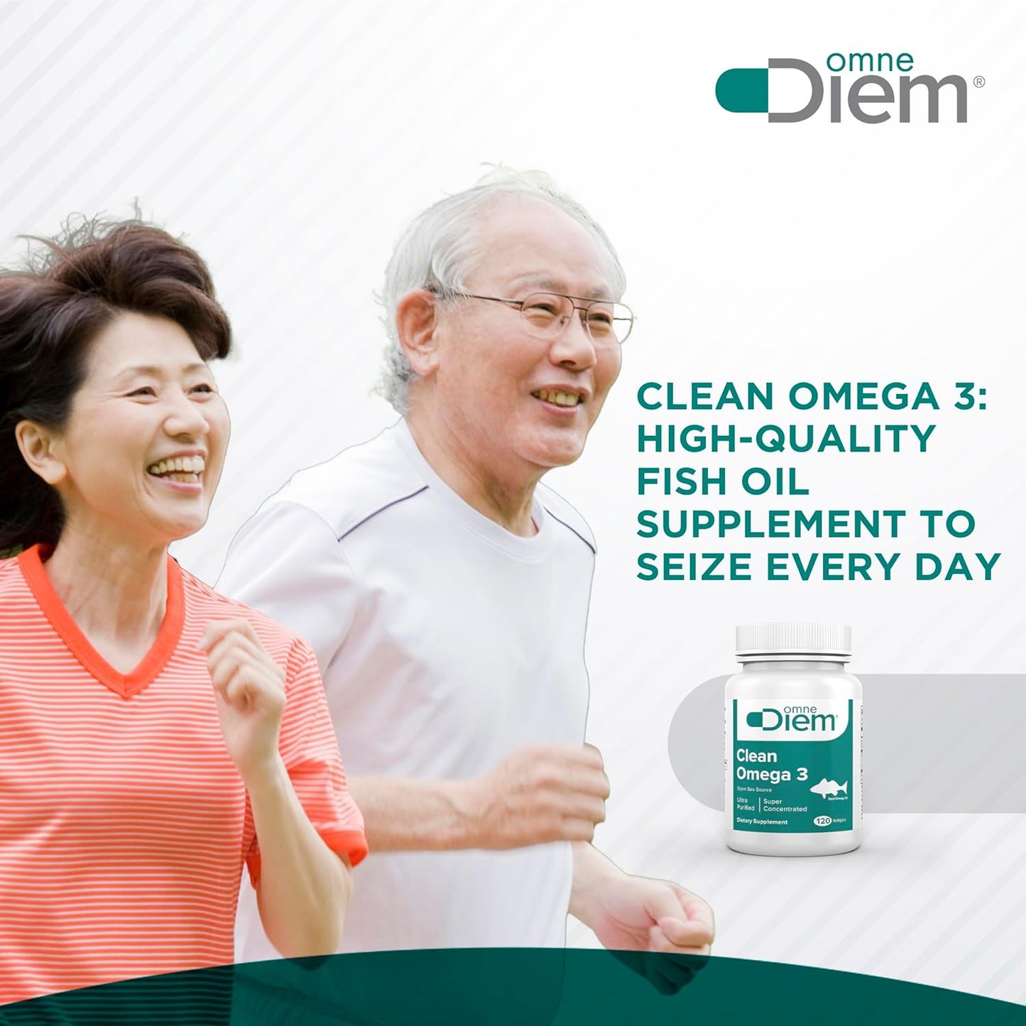 Omega-3 Fish Oil Supplement with EPA & DHA - 120 Softgel Capsules, 1020mg Omega-3 Fatty Acids - Omne Diem Clean Omega