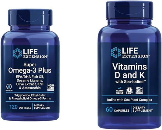 Omega-3 Fish Oil with Sesame Lignans, Vitamins D and K, and Sea-Iodine for Life Extension