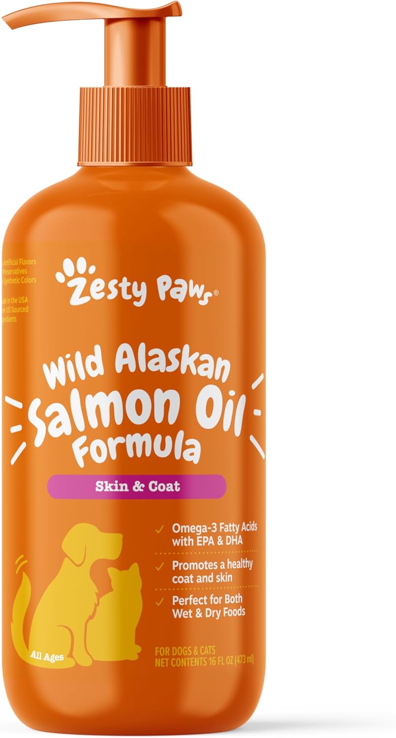 Omega 3 Salmon Oil for Pets - Skin and Coat Support Supplement - Dogs and Cats - 16oz