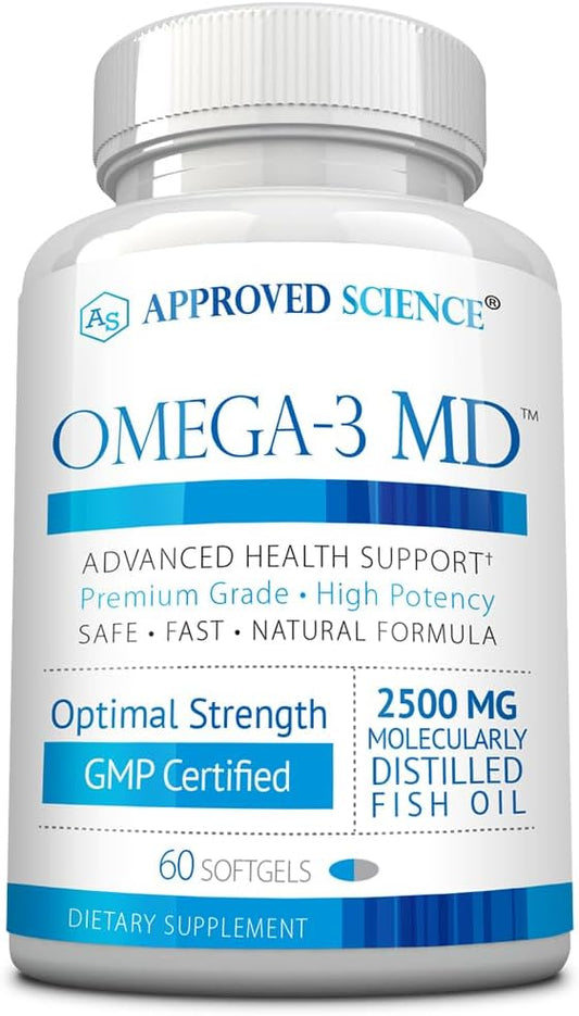 Omega-3MD Fish Oil Supplement - High EPA & DHA - Boost Cognitive Health - 30 Day Supply