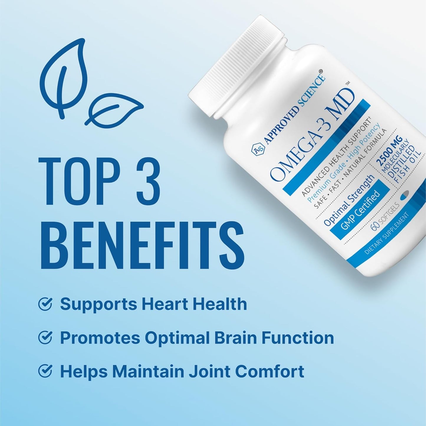 Omega-3MD Fish Oil Supplement - High EPA & DHA - Boost Cognitive Health - 30 Day Supply