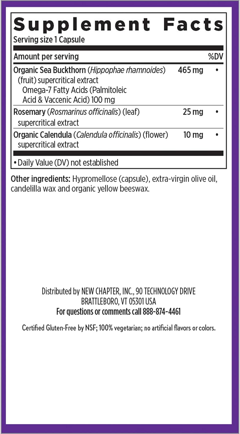 Omega 7 Sea Buckthorn Supplement with Plant Sourced Fatty Acids - 60 Vegetarian Capsules