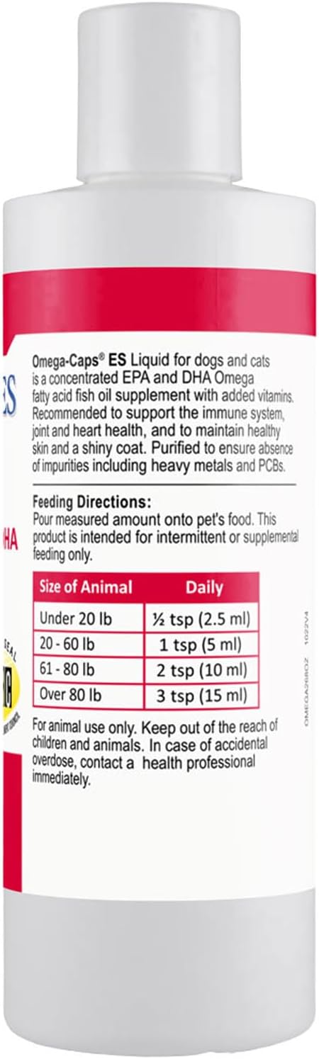 Omega-Caps ES Liquid for Dogs and Cats, Omega-3 Supplement with EPA and DHA, Supports Healthy Joints, Skin, and Coat, 24-oz Bottle