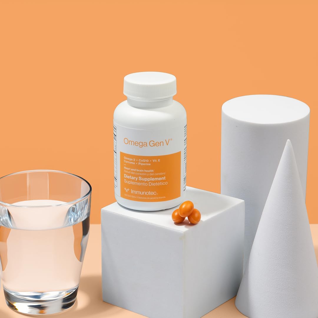 Omega Gen V® 5-in-1 Formula: Omega-3 Fish Oil with EPA & DHA, CoQ10, Turmeric, Piperine & Vitamin E | Promotes Heart, Brain, Eye & Immune Health | Fast Absorbing | 120 Soft Gels