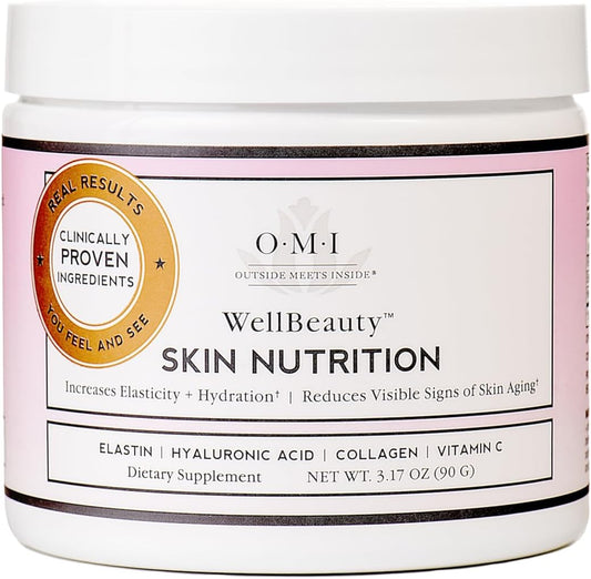 OMI Wellbeauty Skin Nutrition: Clinically Proven Anti-Aging Formula with French Marine Elastin, Collagen, Hyaluronic Acid, Vitamin C - 1 Month Supply