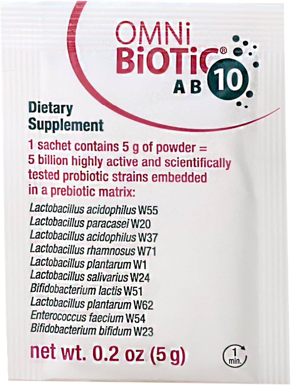OMNi BiOTiC AB 10 Probiotic - Clinically Tested for Gut Health - Supports Digestion & Gut Flora - Diarrhea Relief - Vegan & Non-GMO (30 Packets)
