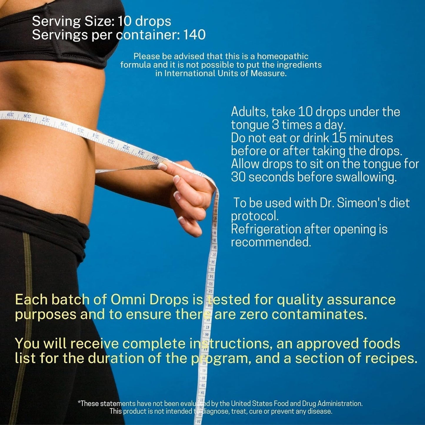 Omni Drop Program Bundle: 4 oz Omni Drops with Vitamin B12, Program Guide, Samples, and Carabiner Tape Measure