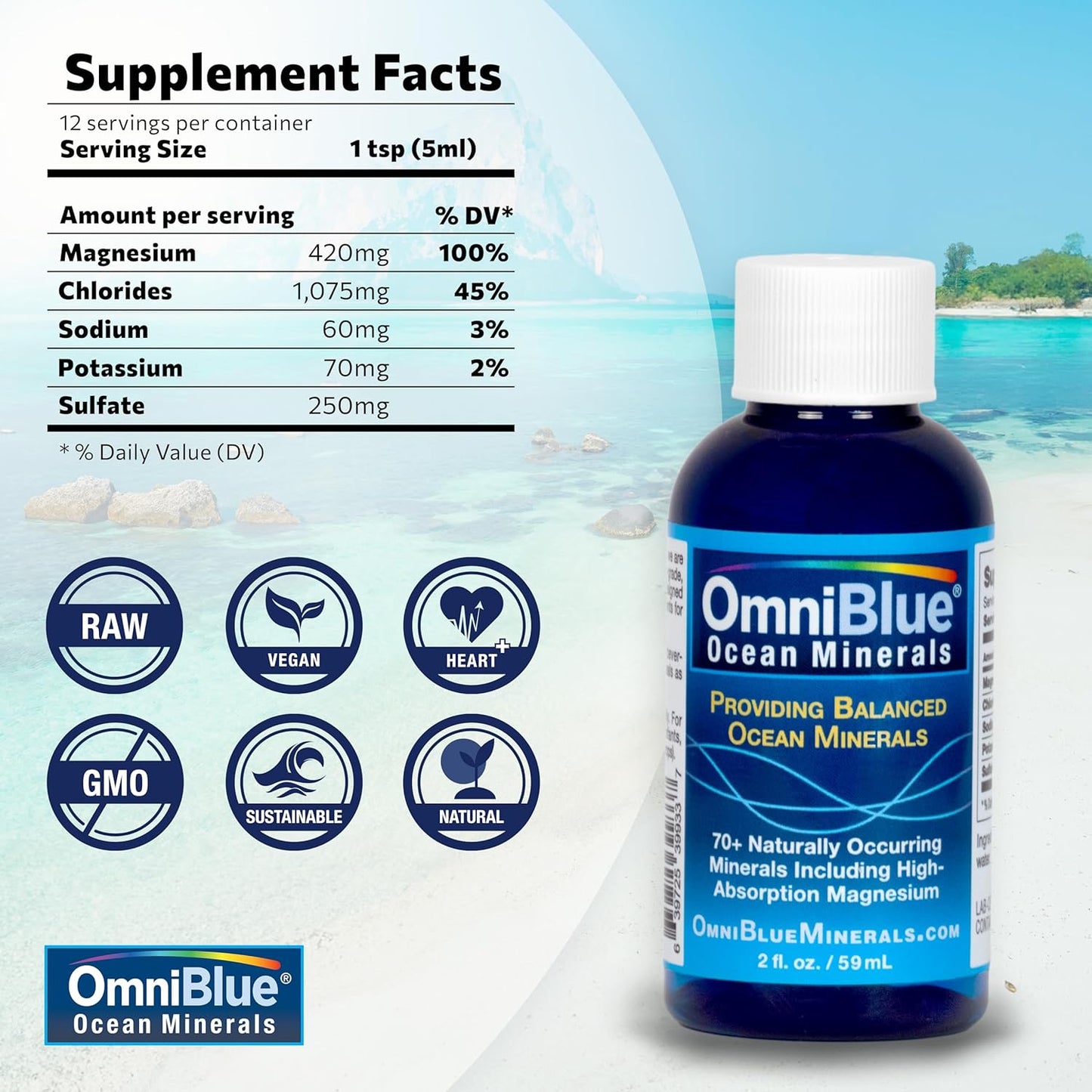 OmniBlue Ocean Minerals 2oz & Ocean Power Topical Spray 6oz - Natural Mineral Skincare Duo