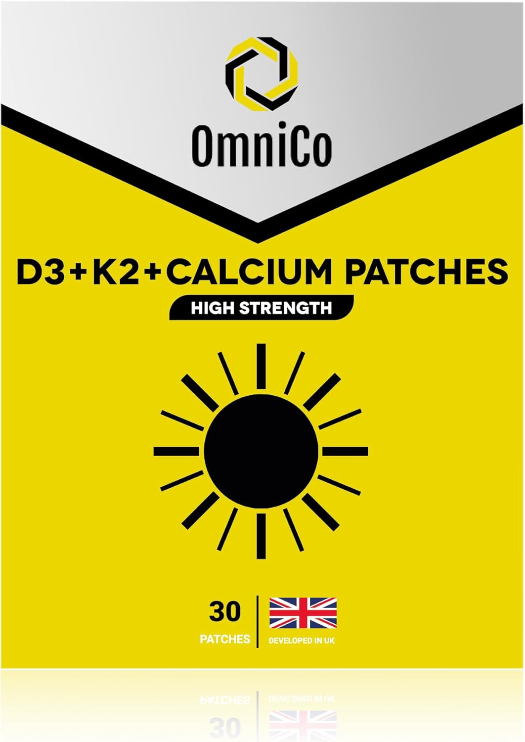 OmniCo Vitamin D3, K2, and Calcium Patches - 30 Pack for Bone Health and Immune Support
