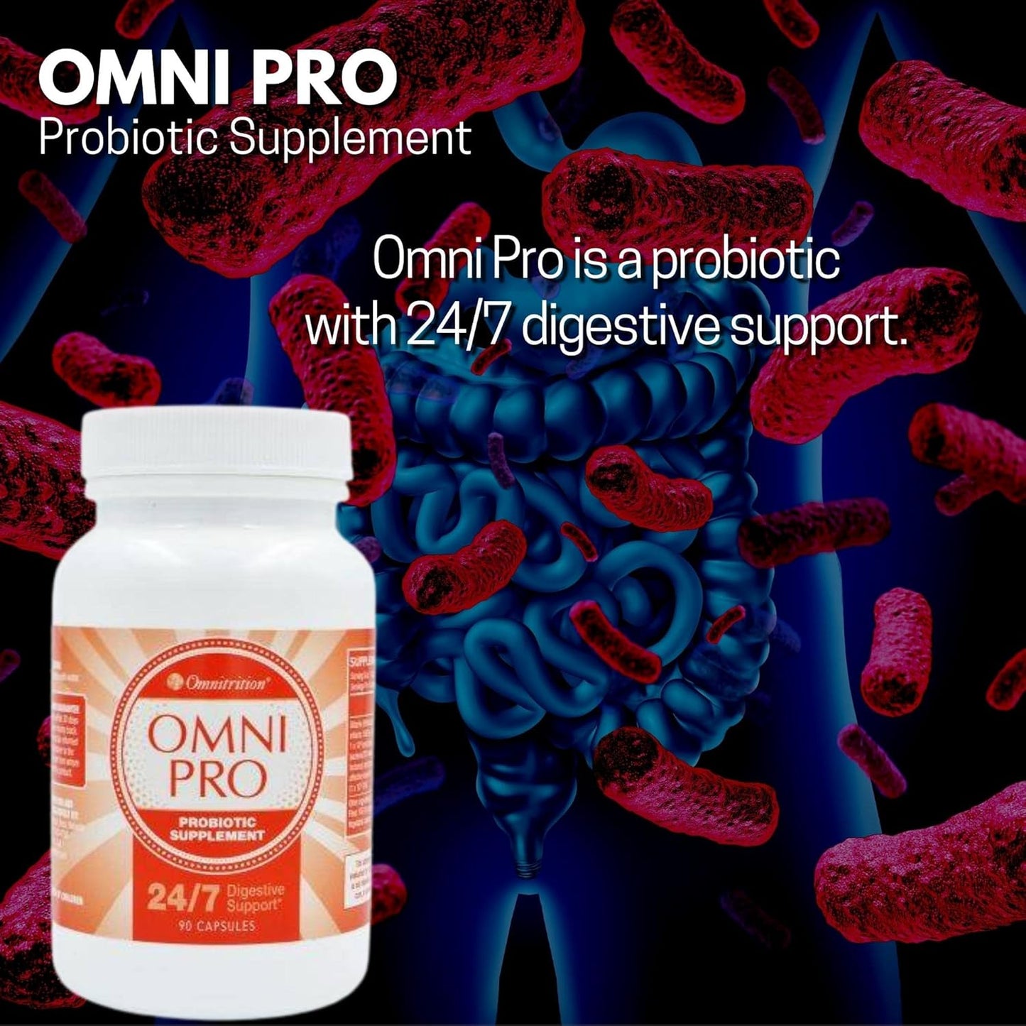 Omnitrition Omni Pro Probiotic Supplement - 24/7 Digestive Support - 90 Capsules