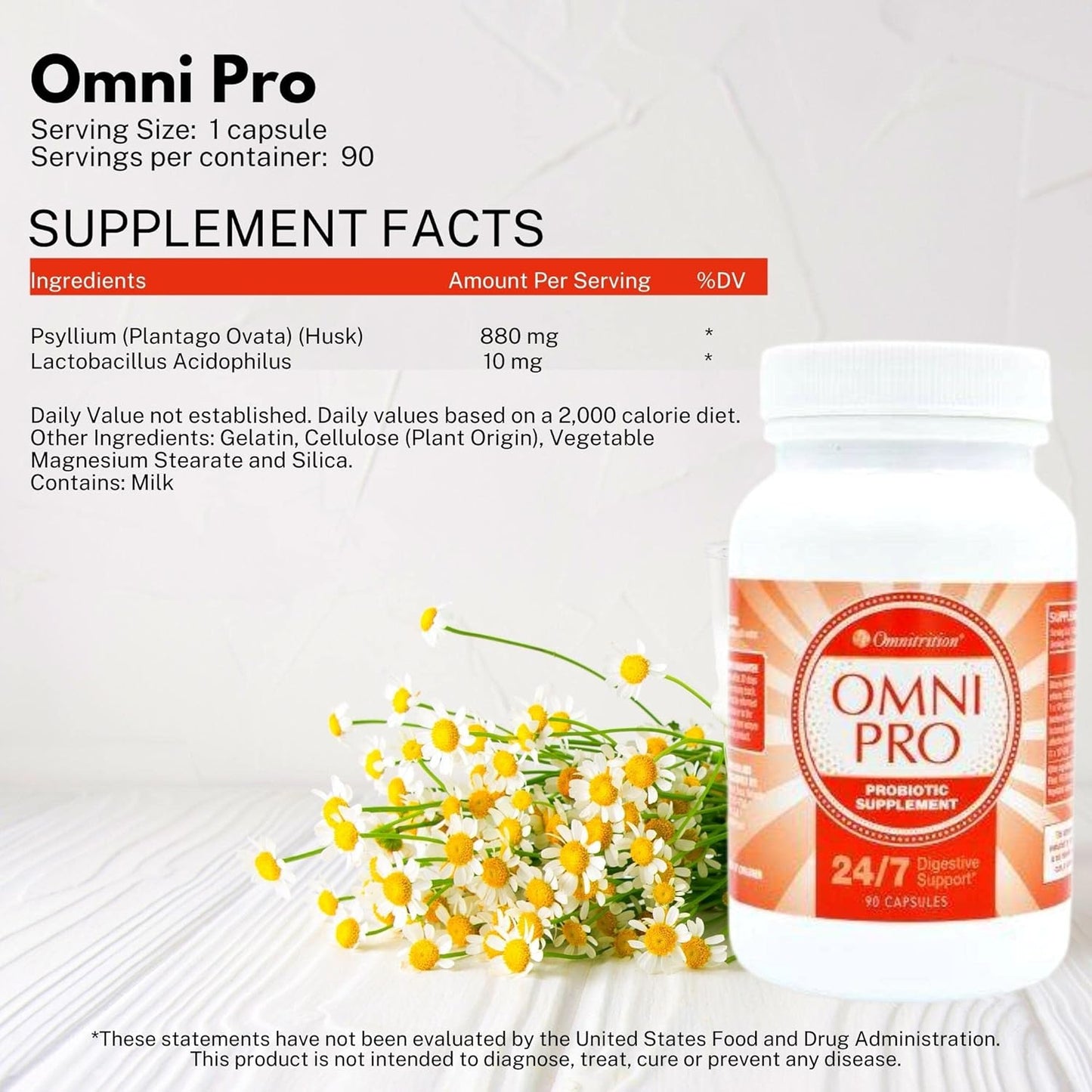 Omnitrition Omni Pro Probiotic Supplement - 24/7 Digestive Support - 90 Capsules