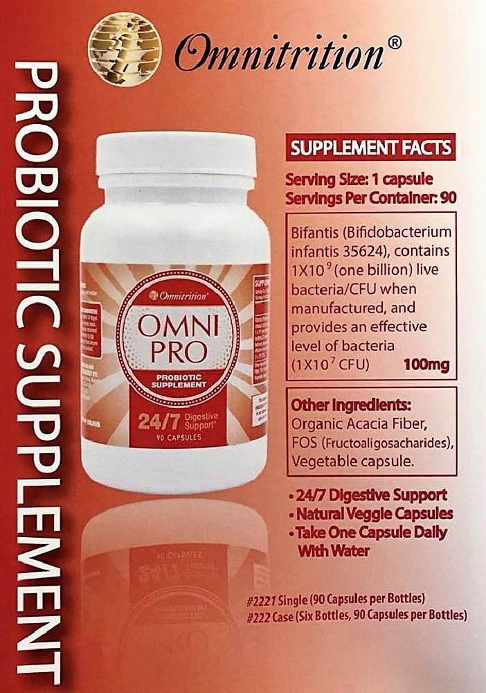 Omnitrition Omni Pro Probiotic Supplement - 24/7 Digestive Support - 90 Capsules