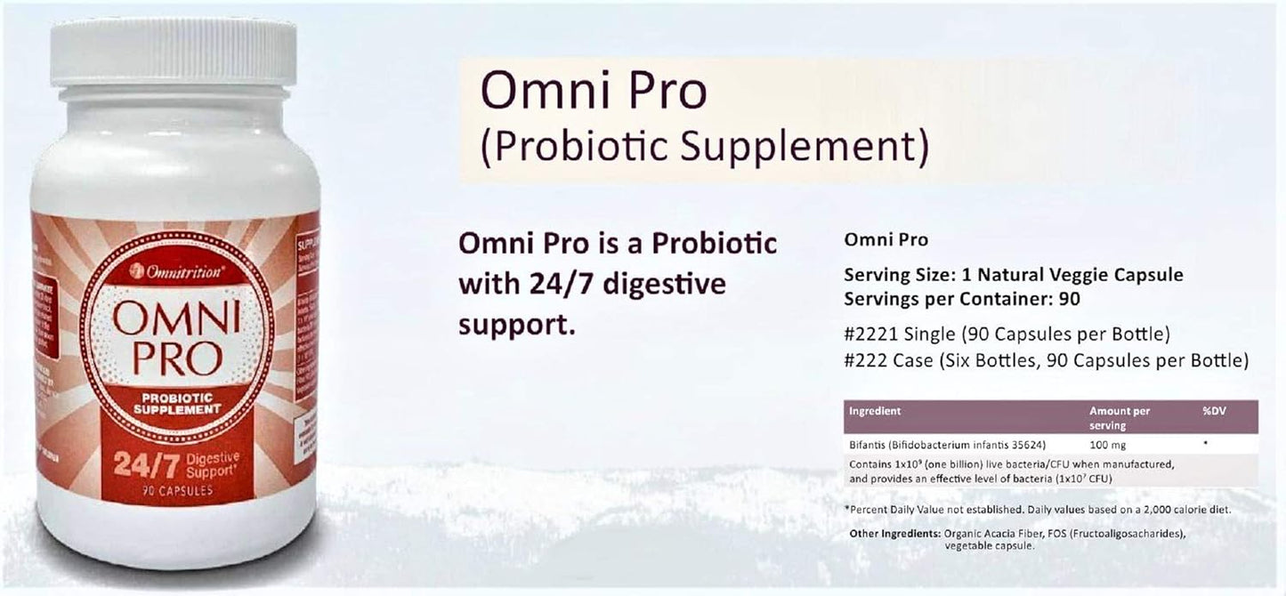 Omnitrition Omni Pro Probiotic Supplement - 24/7 Digestive Support - 90 Capsules
