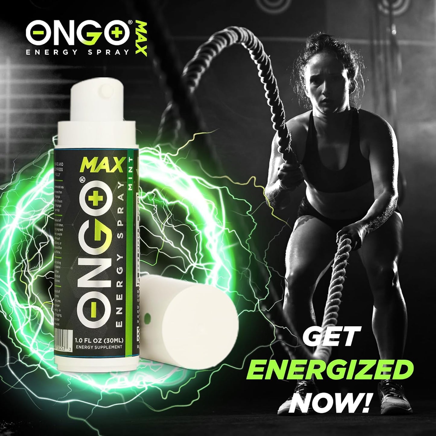 OnGo Energy Spray MAX: 100mg Natural Caffeine, B3, B6, B12 & Taurine for Fast-Acting Energy - Sugar-Free, Gluten-Free, Mint Flavor - 15 Servings - USA Made