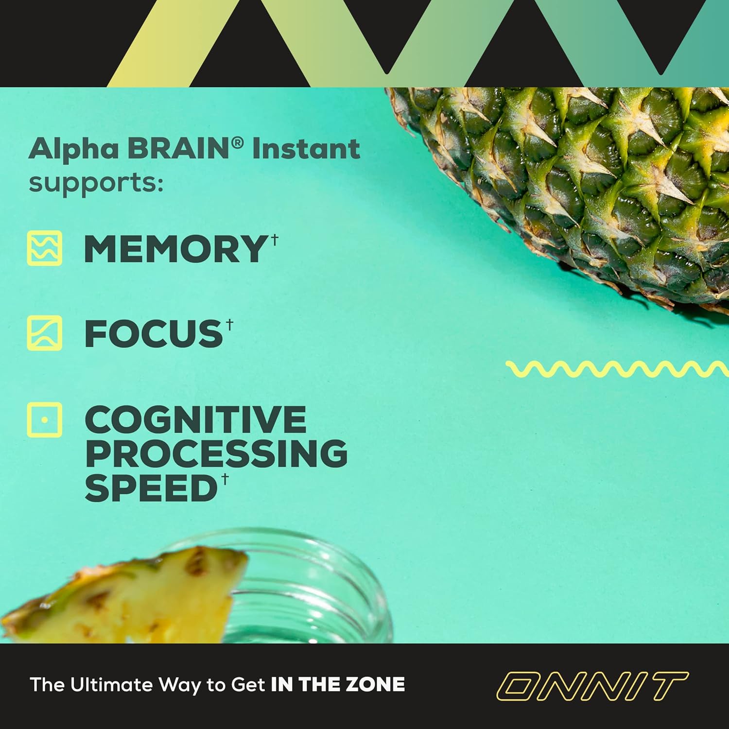 ONNIT Alpha Brain Instant - Pineapple Punch Nootropic Brain Booster Supplement - Cognitive Support for Focus, Energy, Clarity - Alpha GPC, Cats Claw, L-Theanine, Bacopa - 30ct