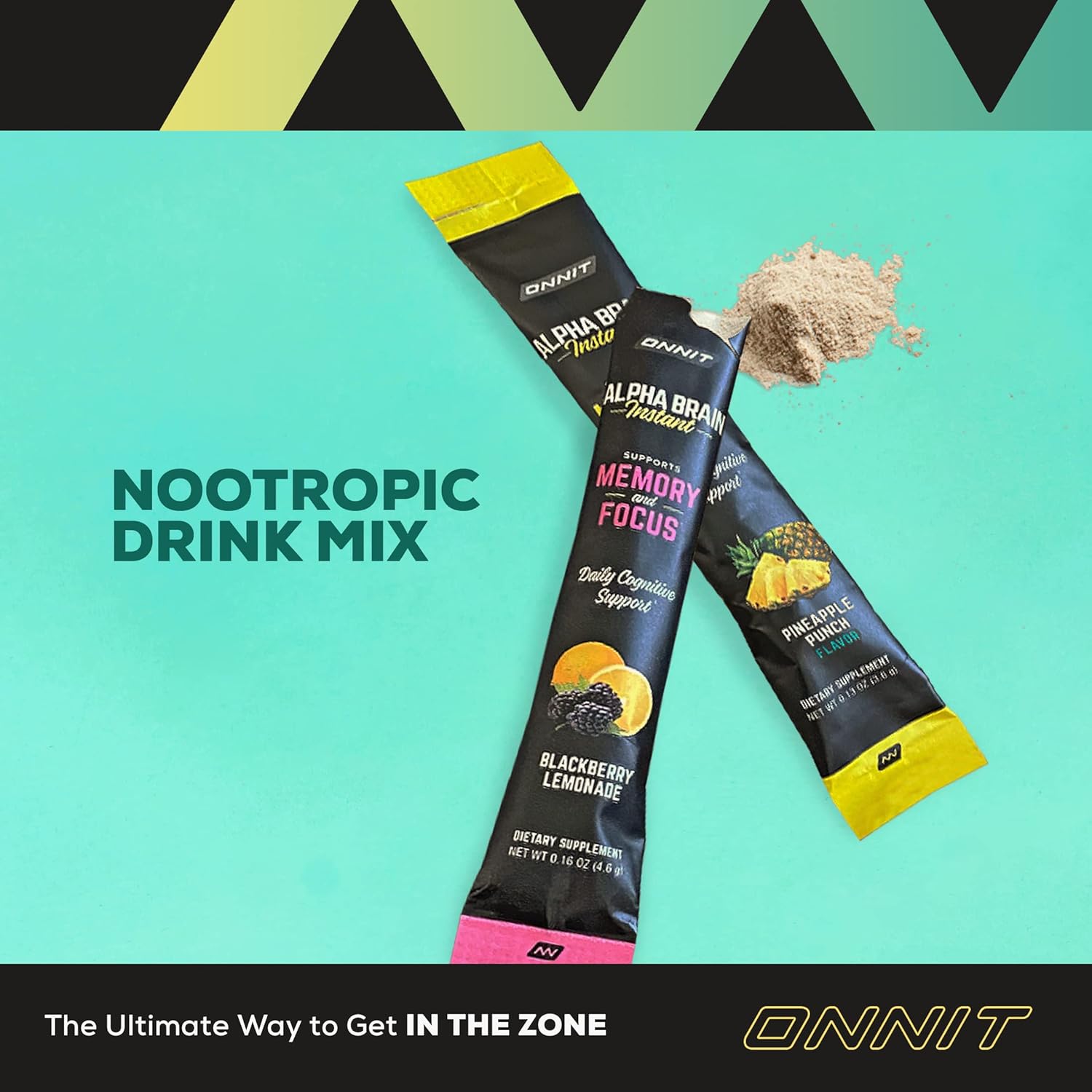 ONNIT Alpha Brain Instant - Pineapple Punch Nootropic Brain Booster Supplement - Cognitive Support for Focus, Energy, Clarity - Alpha GPC, Cats Claw, L-Theanine, Bacopa - 30ct