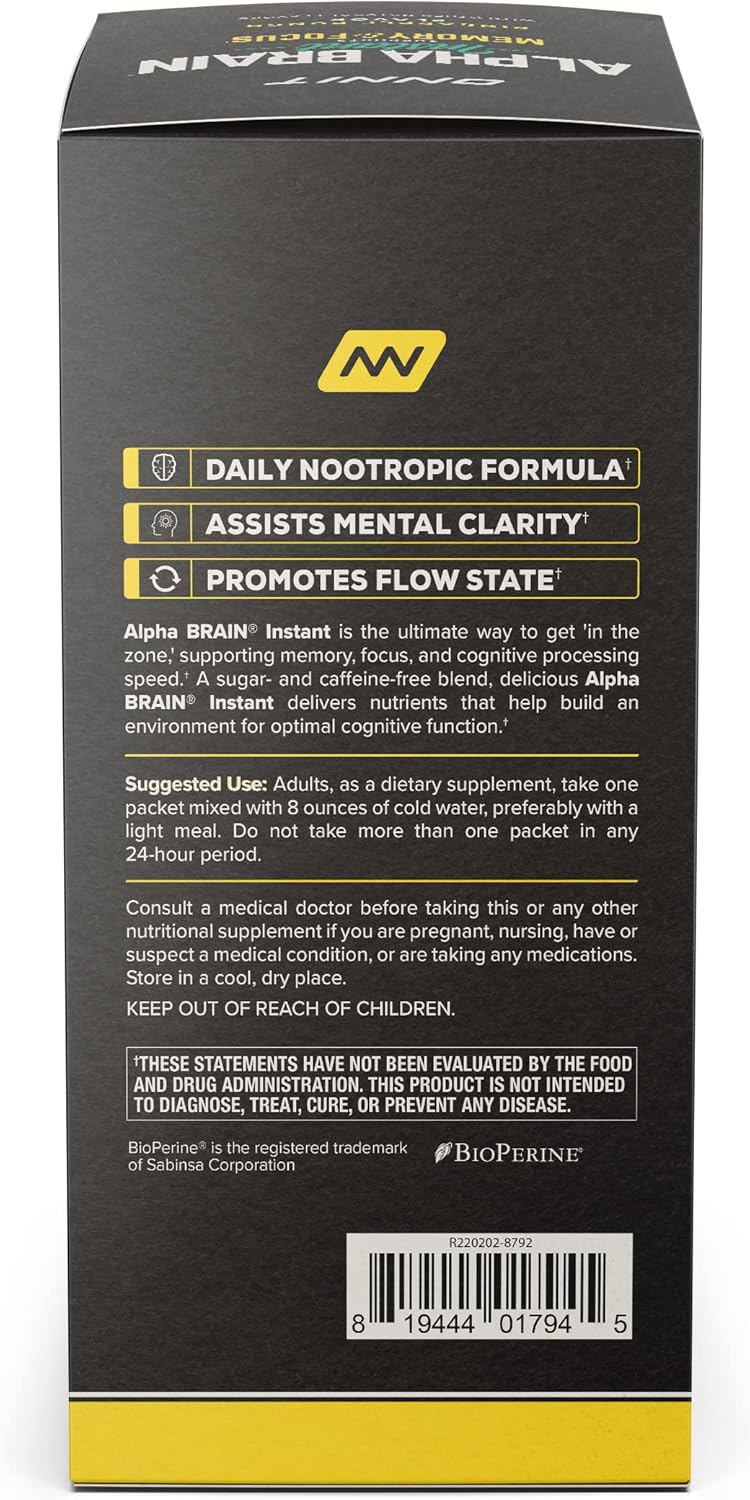 ONNIT Alpha Brain Instant - Pineapple Punch Nootropic Brain Booster Supplement - Cognitive Support for Focus, Energy, Clarity - Alpha GPC, Cats Claw, L-Theanine, Bacopa - 30ct