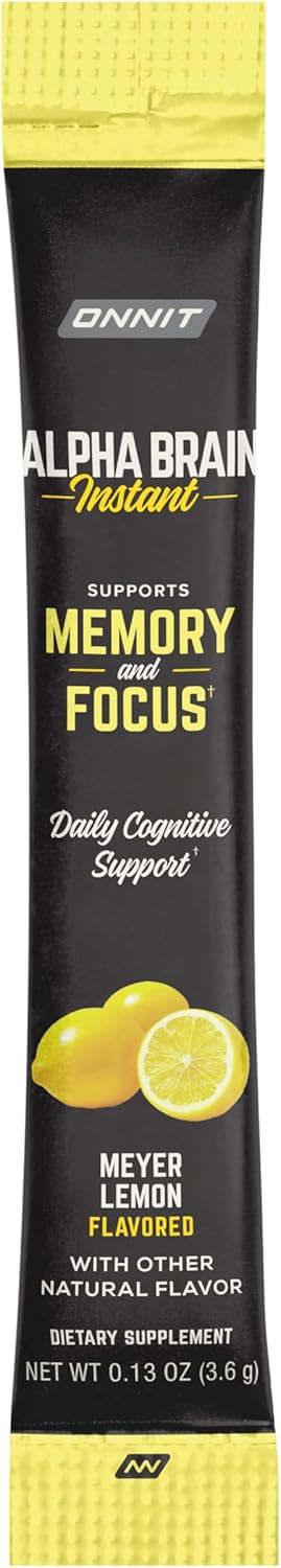 ONNIT Alpha Brain Instant Meyer Lemon Nootropic Supplement for Focus & Energy with Alpha GPC Choline - 30ct