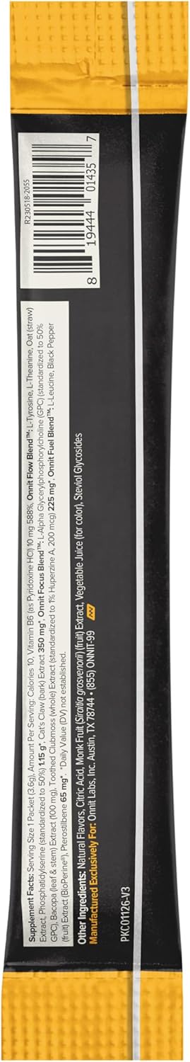 ONNIT Alpha Brain Instant Peach Flavor - Nootropic Memory Supplement for Focus, Energy, and Clarity - Alpha GPC Choline, Cats Claw, L-Theanine, Bacopa - 30ct