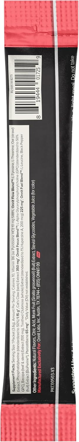 ONNIT Alpha Brain Instant Supplement - Ruby Grapefruit Flavor - Nootropic Brain Booster for Focus, Energy & Clarity - Alpha GPC Choline, Cats Claw, L-Theanine, Bacopa - 30ct