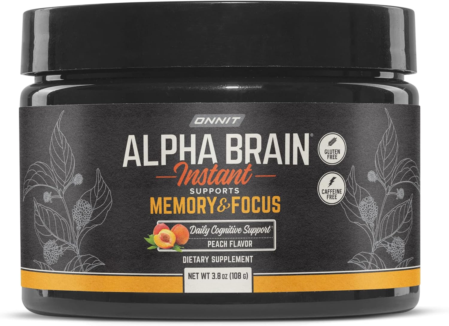 Onnit Alpha Brain Peach Instant Powder - Cognitive Enhancement Supplement