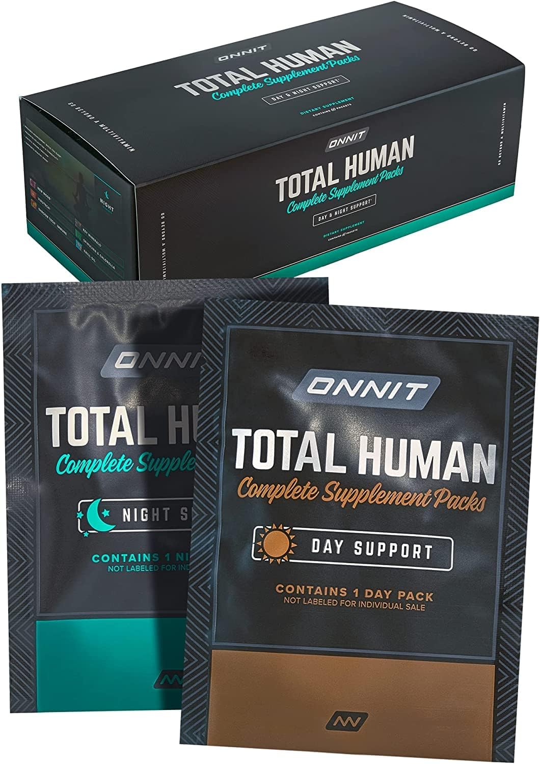 Onnit Total Human Complete Supplement Packs - Day and Night Multivitamin Pack - Complete Set for Immune Health and Stamina