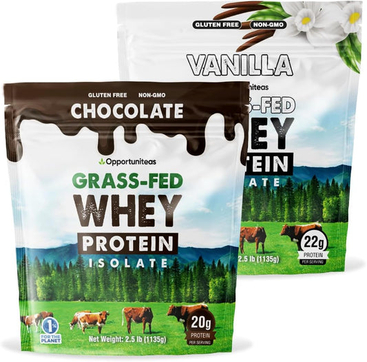 Opportuniteas Grass Fed Vanilla Chocolate Whey Protein Isolate Powder - 20g Protein Powder, No Artificial Sweeteners, Hormone-Free Cows, Non GMO - 5lb Pack - BoostGo Australia