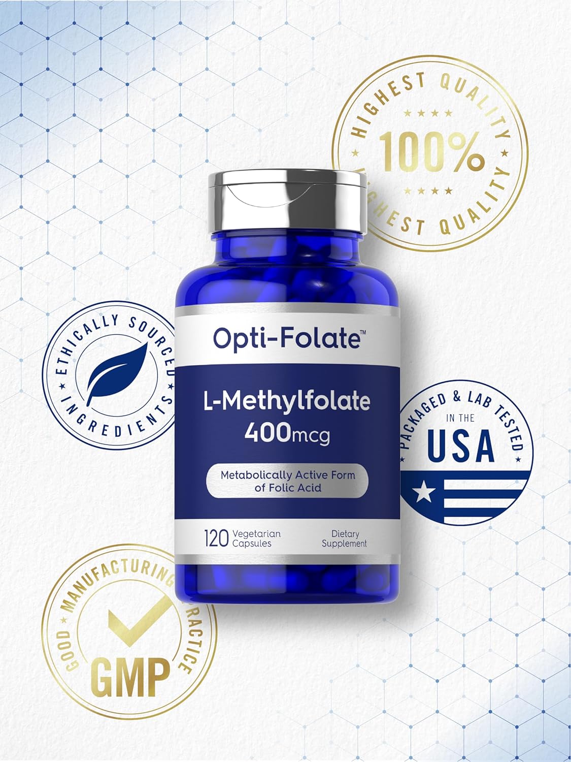 Opti-Folate Methylfolate 400mcg | 120 Capsules | Vegetarian | Non-GMO & Gluten Free