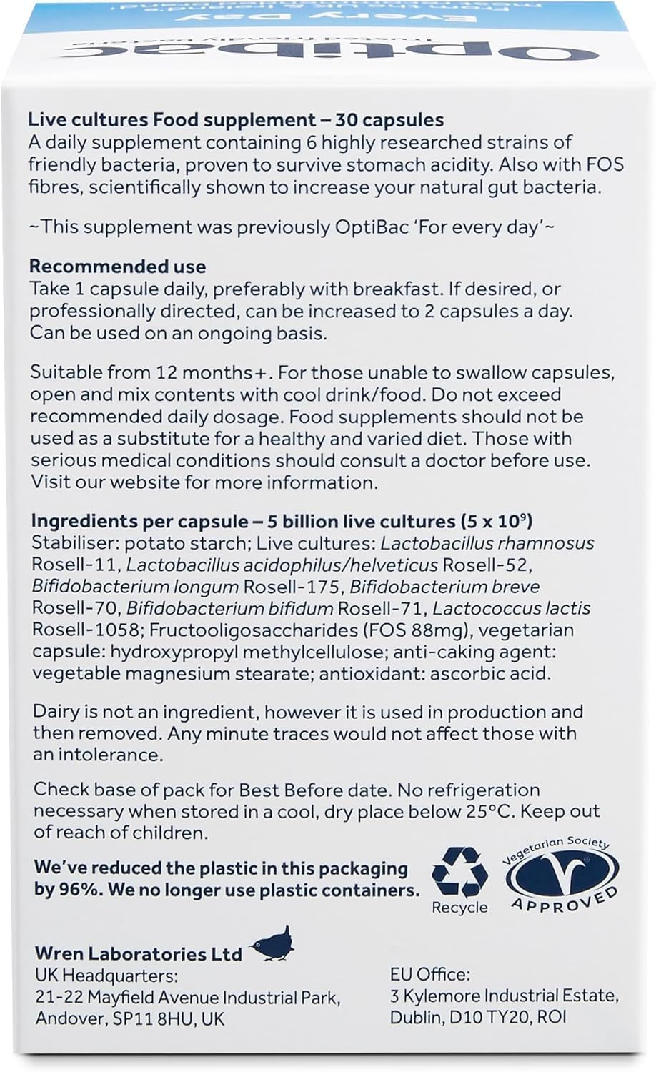 Optibac Probiotics Daily Wellbeing Capsules - 30 Pack