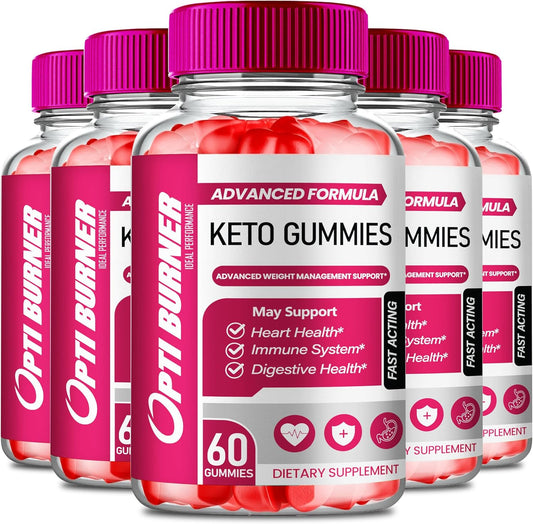 Optiburner Keto Apple Cider Vinegar Gummies 1000MG - Natural Energy Boost with Vitamin B12 and Pomegranate - 5 Pack of Optiburner ACV Keto Gummies - BoostGo Australia