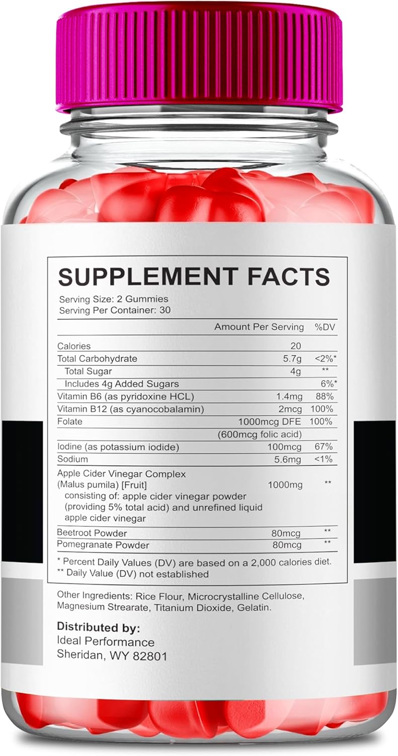 Optiburner Keto Apple Cider Vinegar Gummies 1000MG - Natural Energy Boost with Vitamin B12 and Pomegranate - 5 Pack of Optiburner ACV Keto Gummies - BoostGo Australia