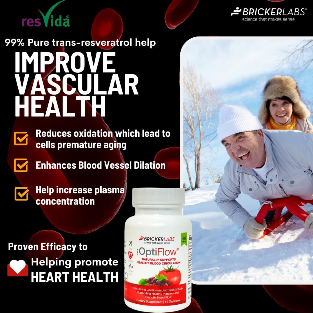 OptiFlow Blood Circulation Vitamins with FruitFlow and resVida for Healthy Blood Flow - 30 Capsules