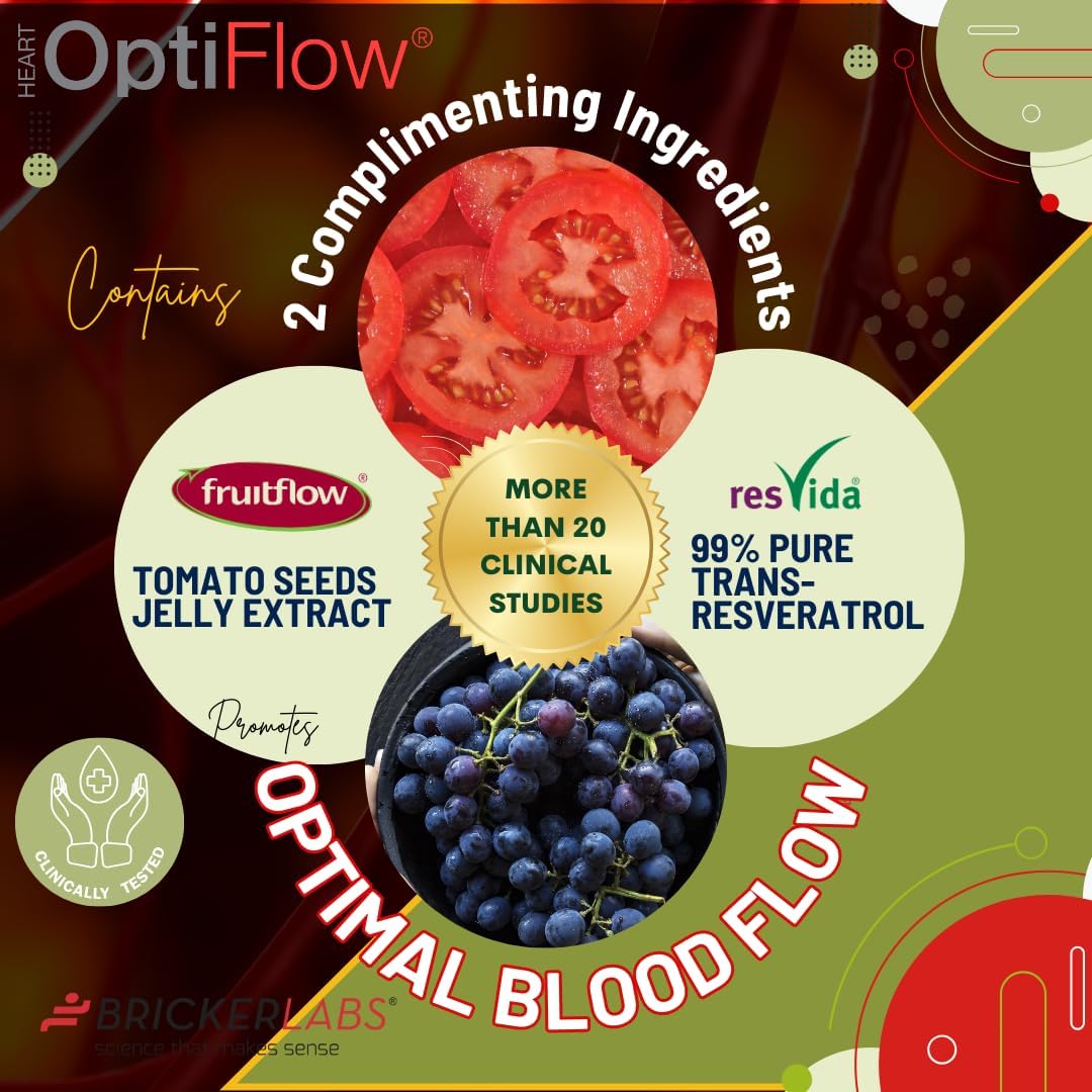 OptiFlow Blood Circulation Vitamins with FruitFlow and resVida for Healthy Blood Flow - 30 Capsules