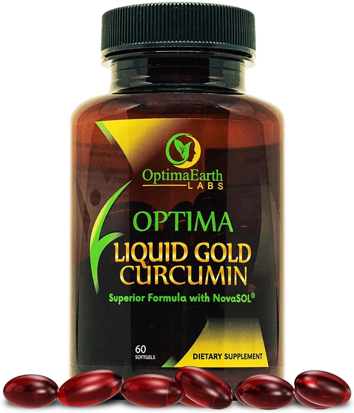 OptimaEarth Liquid Gold Curcumin with NovaSOL - Enhanced Absorption Turmeric Supplement for Joint and Immune Health - 185x More Bioavailable