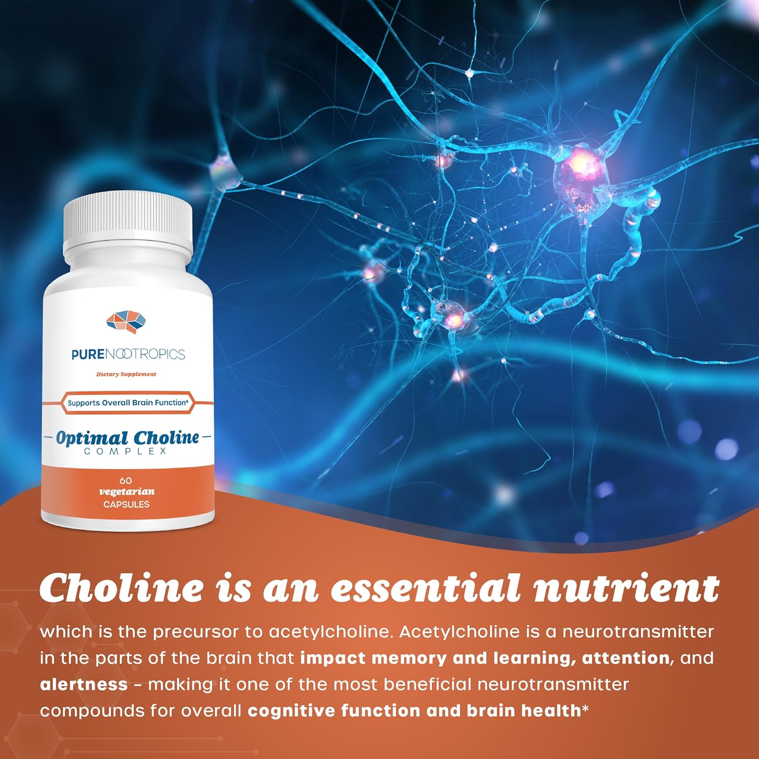 Optimal Choline Complex for Cognitive & Muscle Support - Alpha GPC/CDP Citicoline Blend - 300 mg