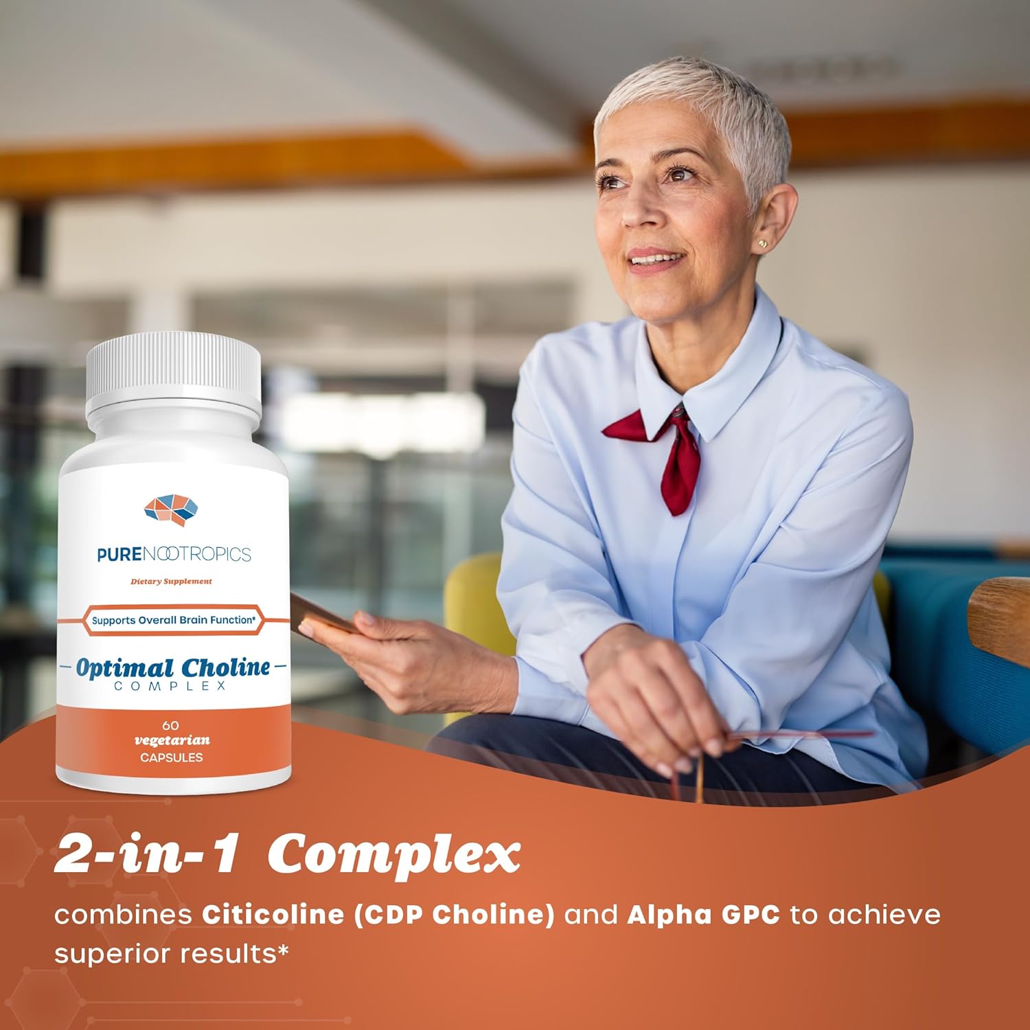 Optimal Choline Complex for Cognitive & Muscle Support - Alpha GPC/CDP Citicoline Blend - 300 mg