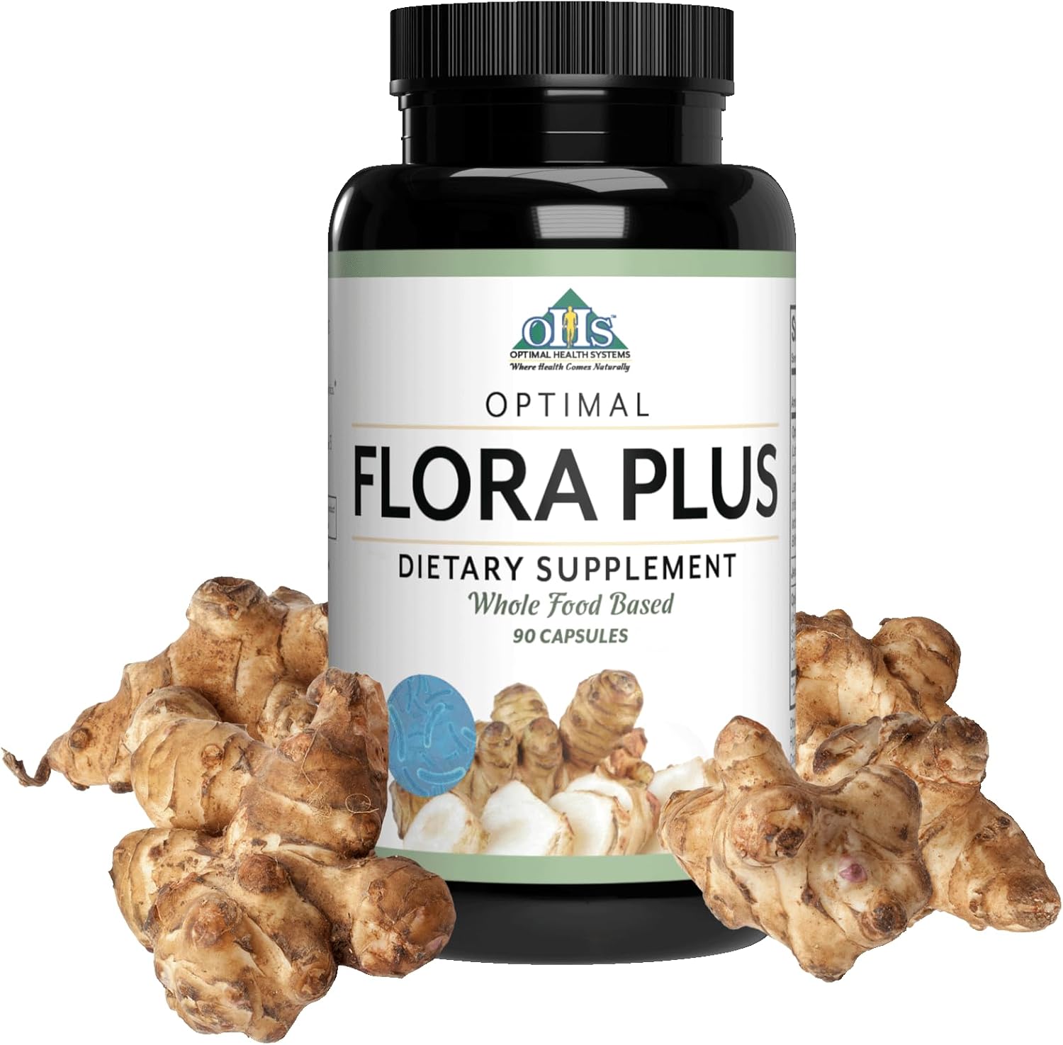Optimal Health Systems Flora Plus Capsules - Enhanced Intestinal & Digestive Health Formula with 9 Patented Probiotics + Artichoke - 90 Count