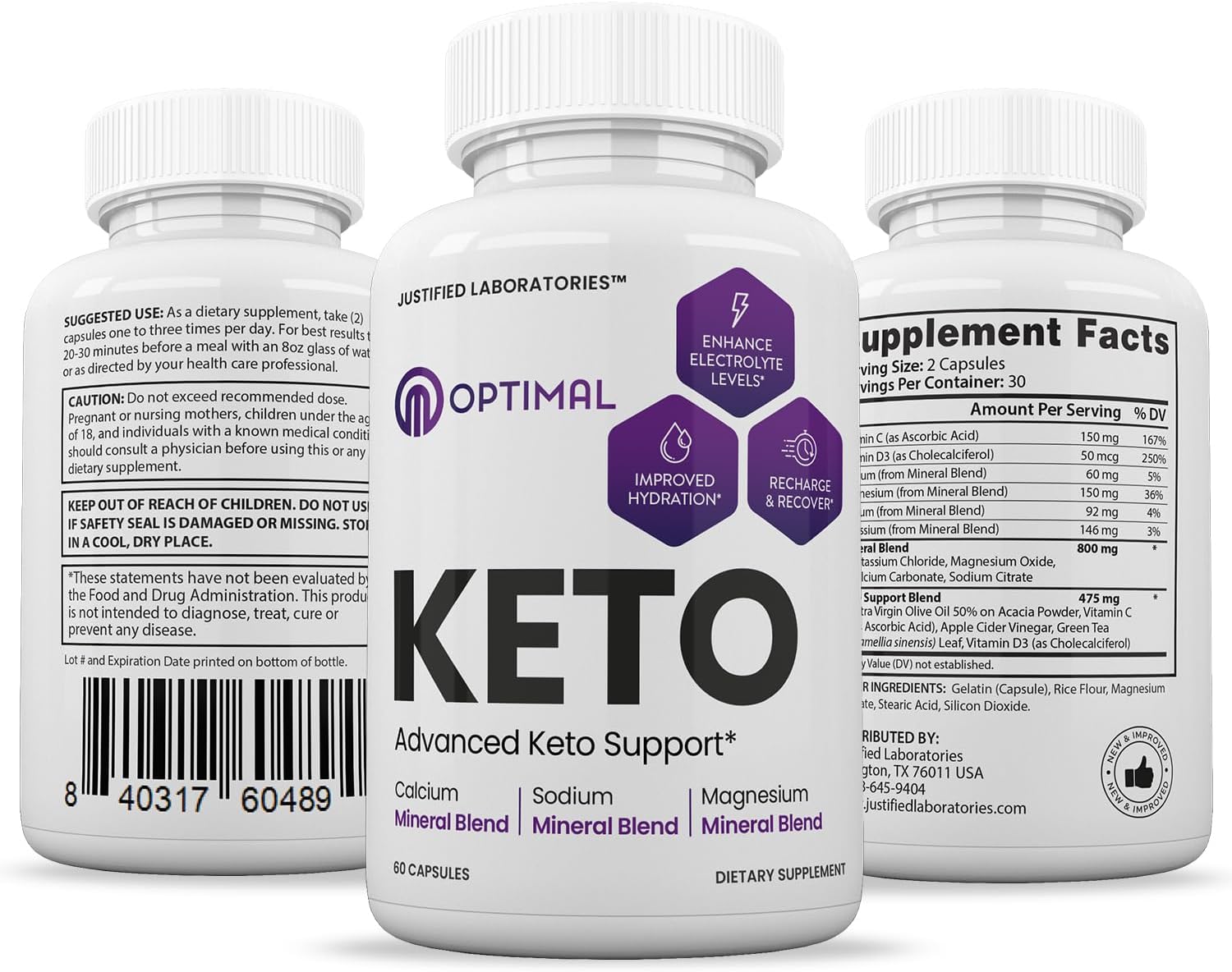 Optimal Keto Pills 1275MG with Apple Cider Vinegar & Green Tea Leaf - 60 Capsules - BoostGo Australia