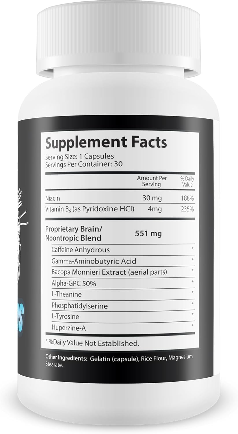 Optimize Brain Function: Memory, Focus & Clarity Formula - Natural Nootropic Supplement with DMAE - 30 Capsules