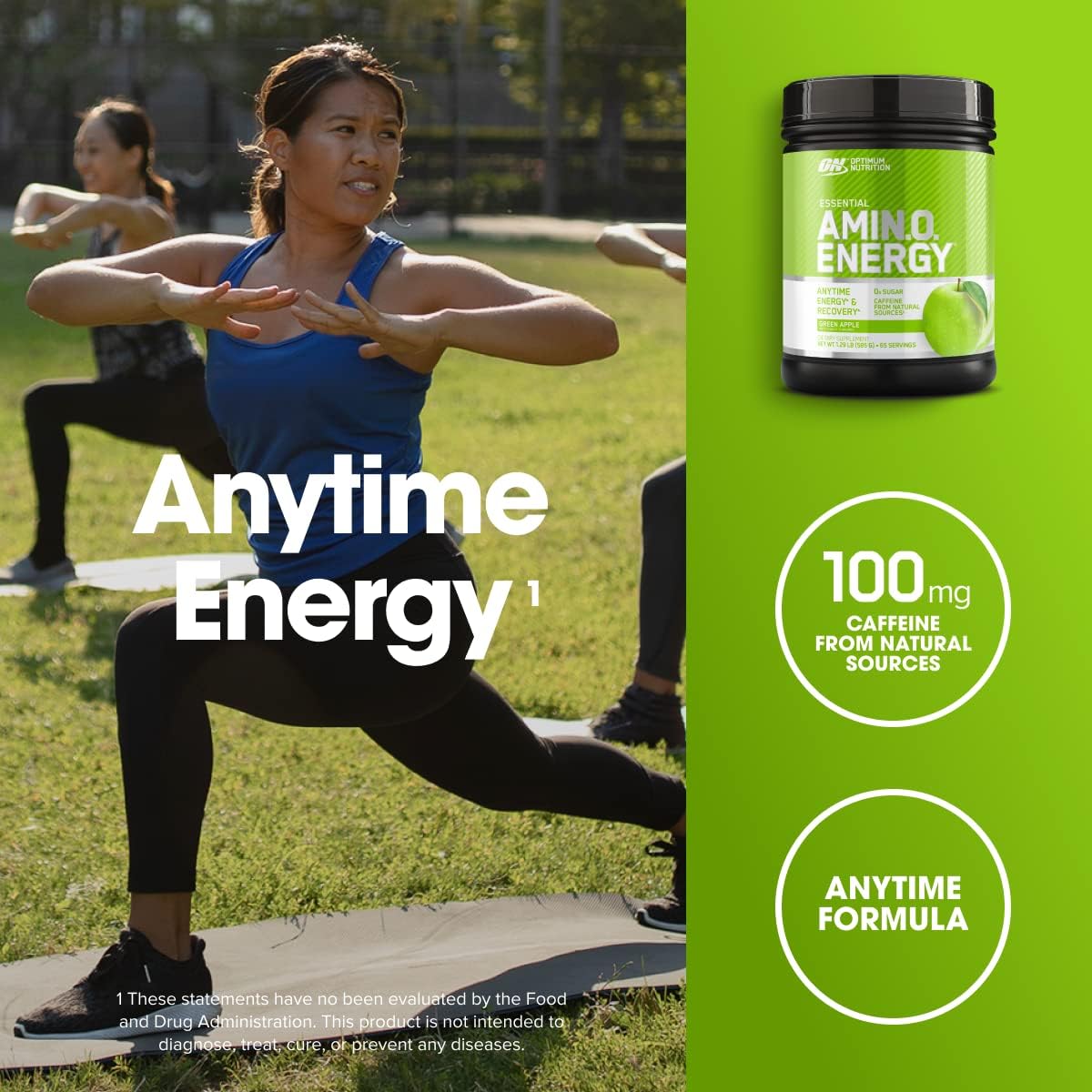 Optimum Nutrition Amino Energy Green Apple Flavor, 65 Servings, 1.29 lb with Green Tea & Green Coffee Extracts