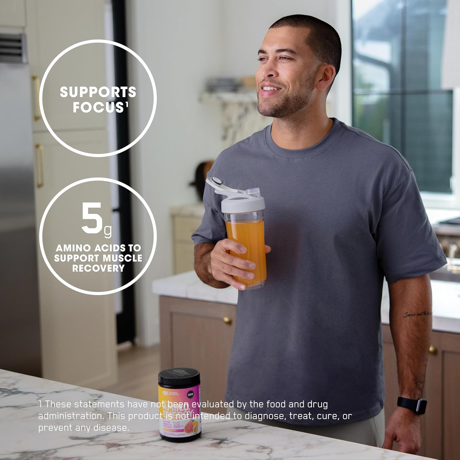 Optimum Nutrition Amino Energy Tropical Sunrise - Pre Workout Powder with Green Tea, BCAA, Amino Acids, Green Coffee Extract - Keto Friendly Energy Supplement, 65 Servings