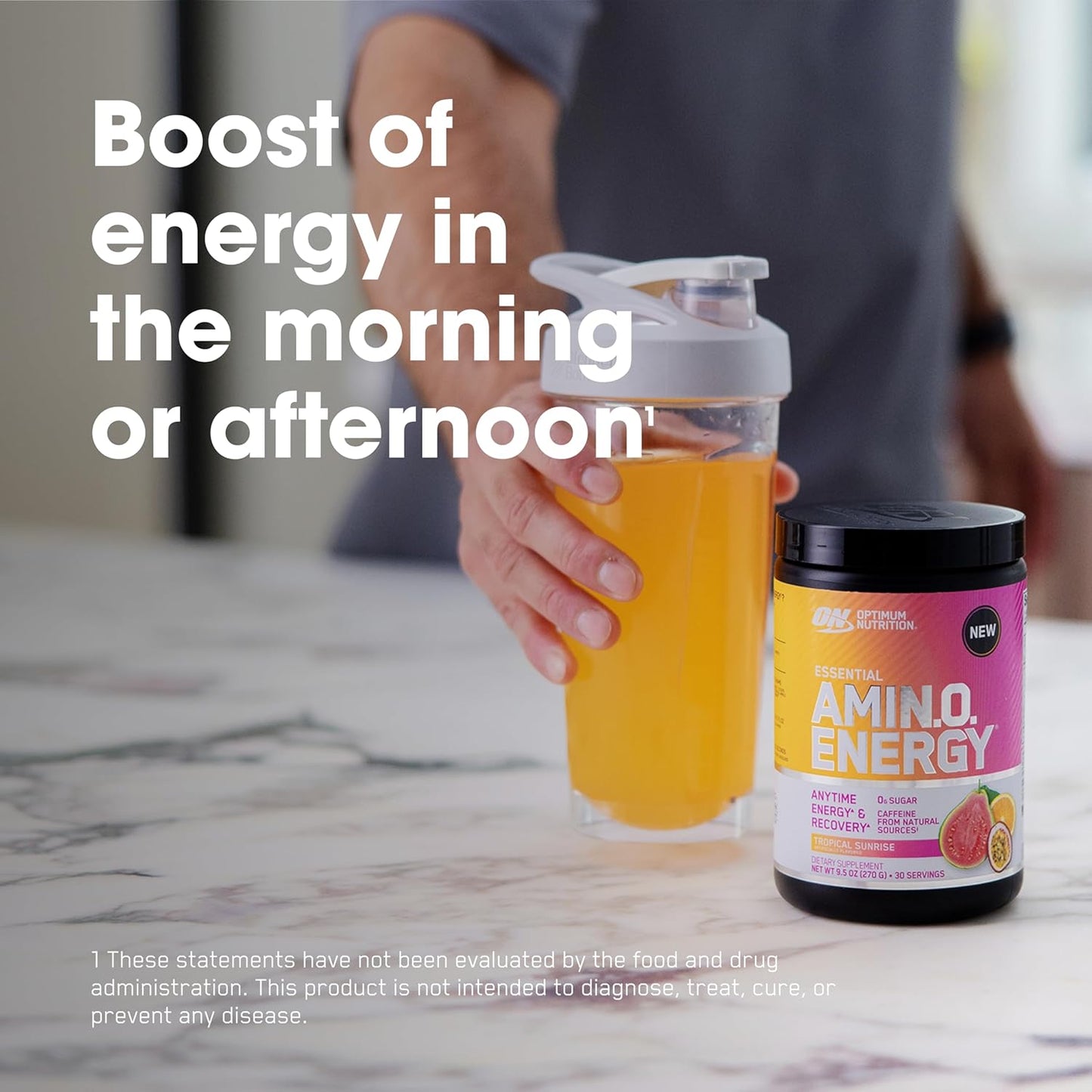 Optimum Nutrition Amino Energy Tropical Sunrise - Pre Workout Powder with Green Tea, BCAA, Amino Acids, Green Coffee Extract - Keto Friendly Energy Supplement, 65 Servings