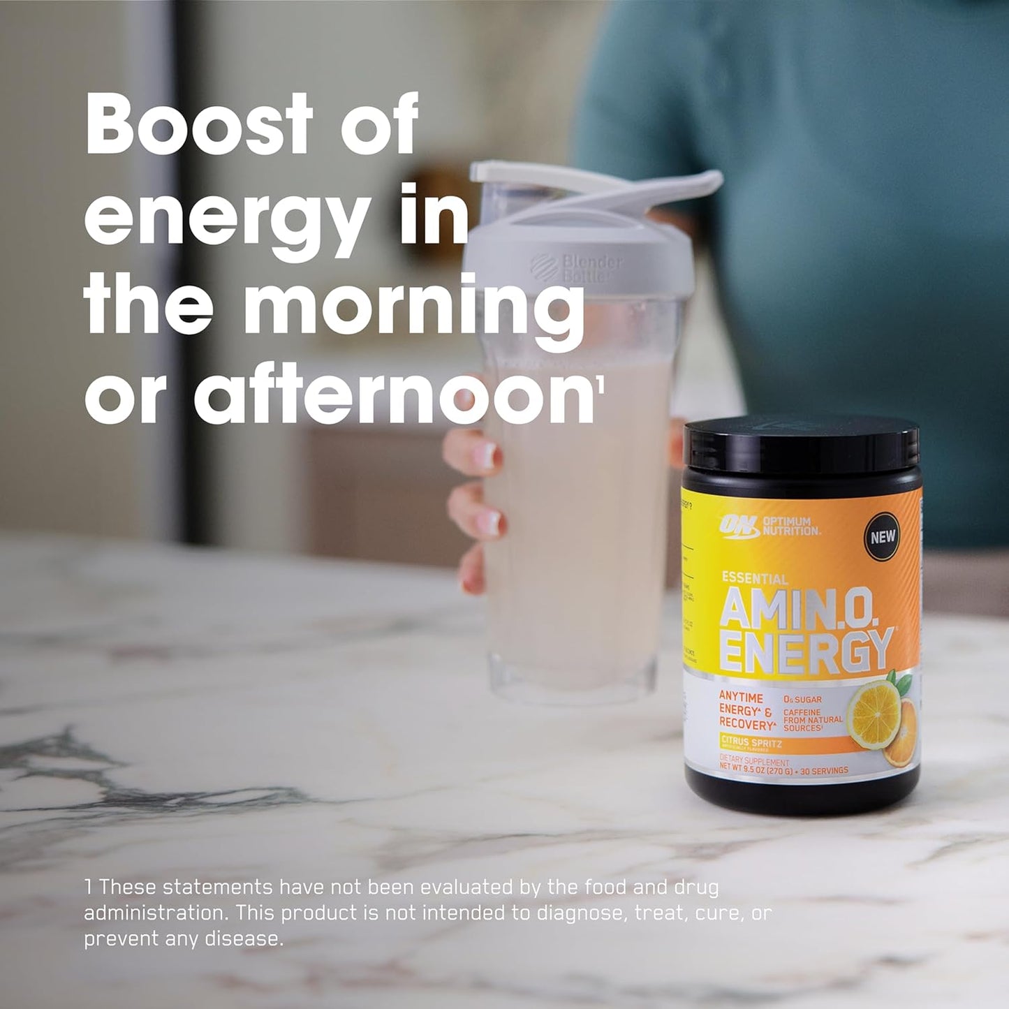 Optimum Nutrition Citrus Spritz Amino Energy - Pre Workout Powder with Green Tea, BCAA, Amino Acids, Keto Friendly - 65 Servings