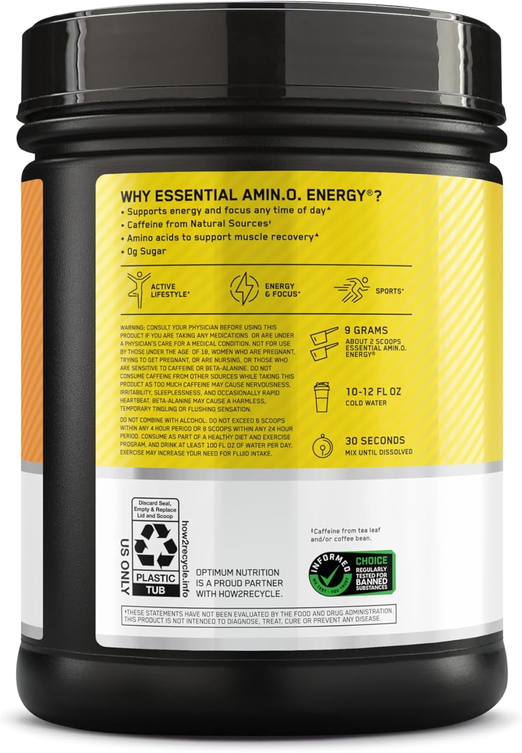 Optimum Nutrition Citrus Spritz Amino Energy - Pre Workout Powder with Green Tea, BCAA, Amino Acids, Keto Friendly - 65 Servings