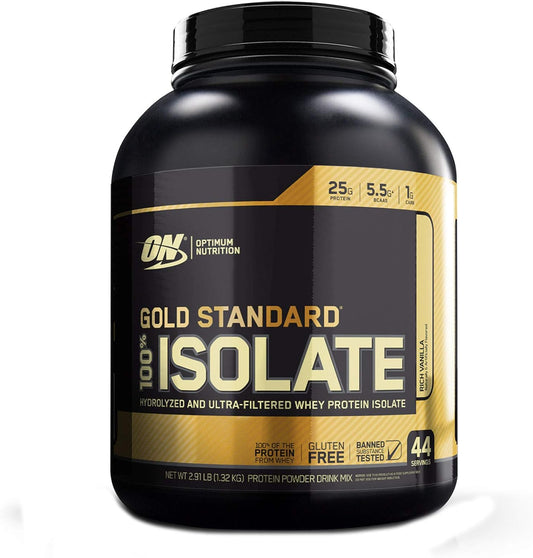 Optimum Nutrition Gold Standard 100% Isolate Protein Powder - 3LB Tub, 44 Servings, Hydrolyzed & Ultra-Filtered (Vanilla)