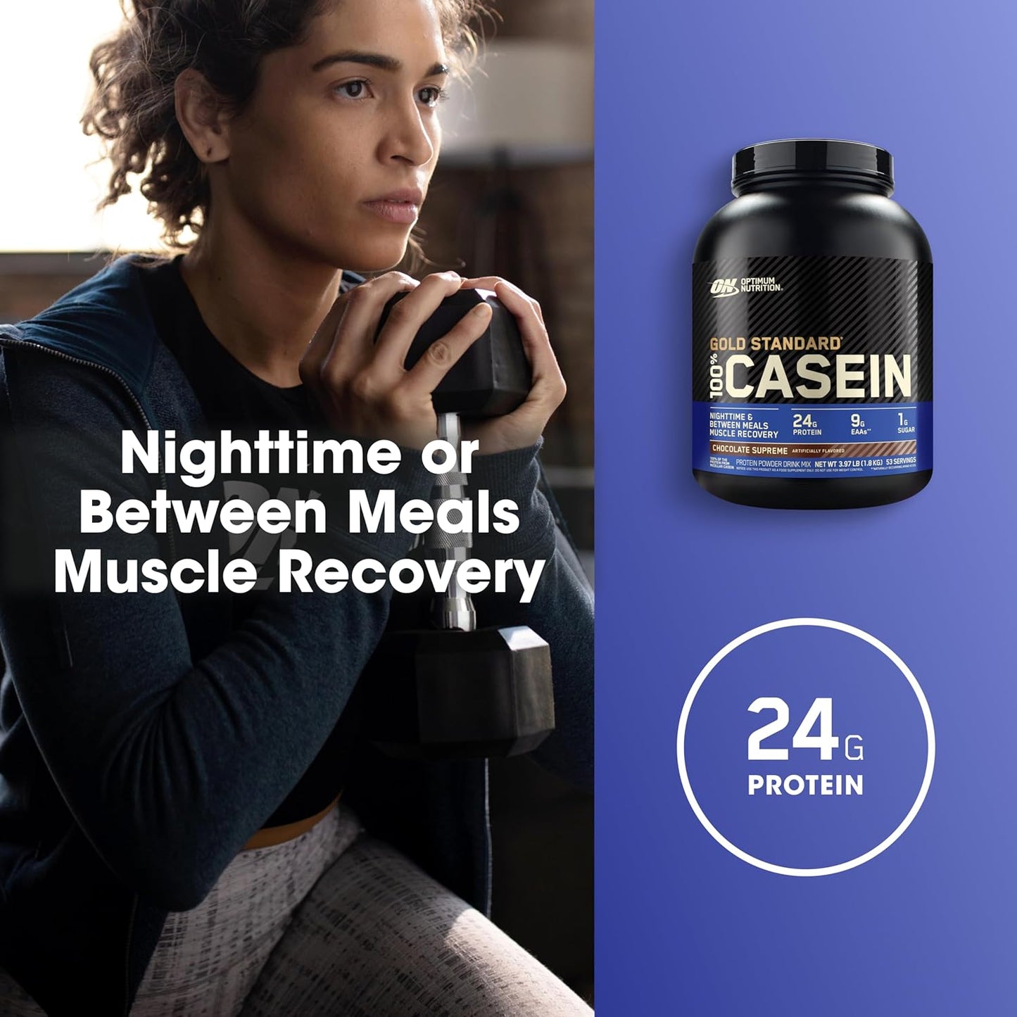 Optimum Nutrition Gold Standard 100% Micellar Casein Protein Powder - Slow Digesting Chocolate Supreme - 4 Pound - Overnight Muscle Recovery & Satiety